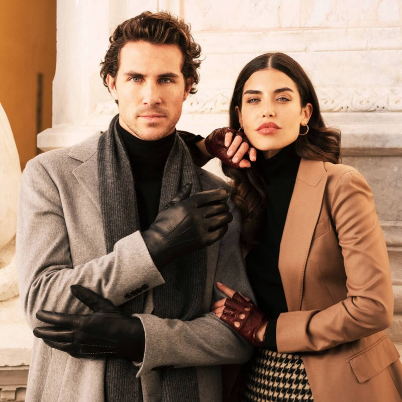 with Leather Men Black Gloves Fratelli Lining – Touchscreen Orsini Wool
