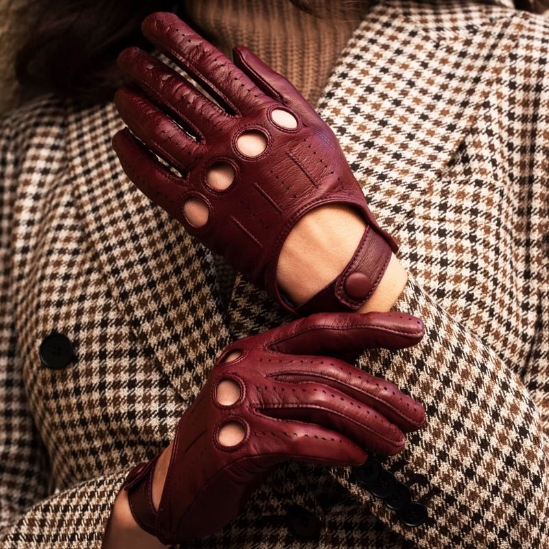 Leather Fingerless Gloves Wholesale Made from Lambskin in Pink and